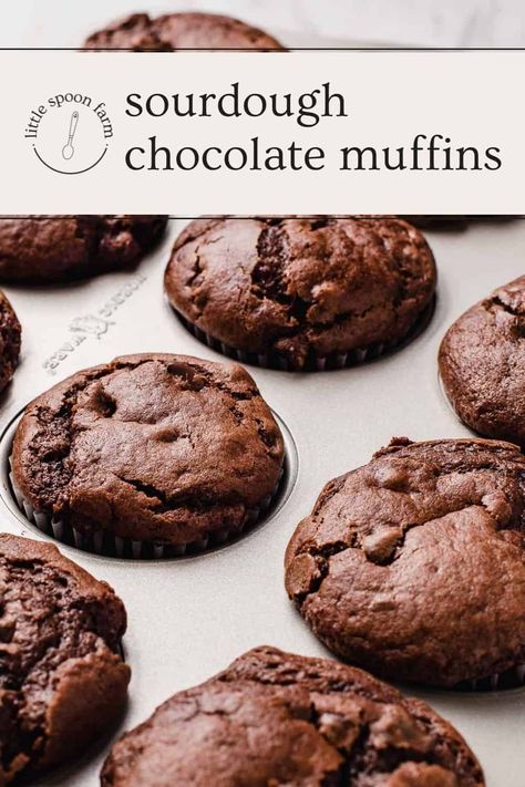 Little Spoon Farm Chocolate Muffins, Little Spoon Farm English Muffins, Little Spoon Farm Sourdough Brownies, Little Spoon Farm Sourdough Discard Recipes, Easy Sourdough Muffin Recipes, Quick Sourdough Recipes Easy, Sour Dough Muffin Recipes, Sourdough Recipes In Cups, Sourdough Muffins Recipes