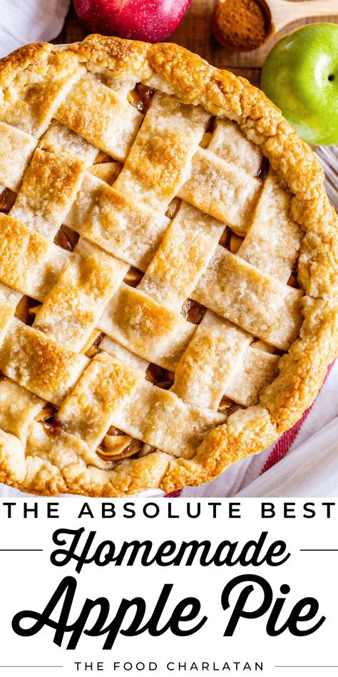 The Best Homemade Apple Pie Recipe from The Food Charlatan. I used to be a total Apple Pie hater. It's always too mushy and bland. But I've got the Best Apple Pie Recipe of your life! This super easy homemade apple pie has a double crust (you won't miss that crumble), a cooked filling for the best texture and flavor, and tells you the best apples for apple pie. Here's how to make apple pie from scratch! Perfect for those Fourth of July days! Save the recipe for your cozy fall baking too. Best Homemade Apple Pie, Homemade Apple Pie Recipe, Apple Pie Crust, Apple Pie Recipe Homemade, Modern Honey, Apple Pie Recipe Easy, Dessert Pie Recipes, Fruit Pies, Homemade Apple Pie