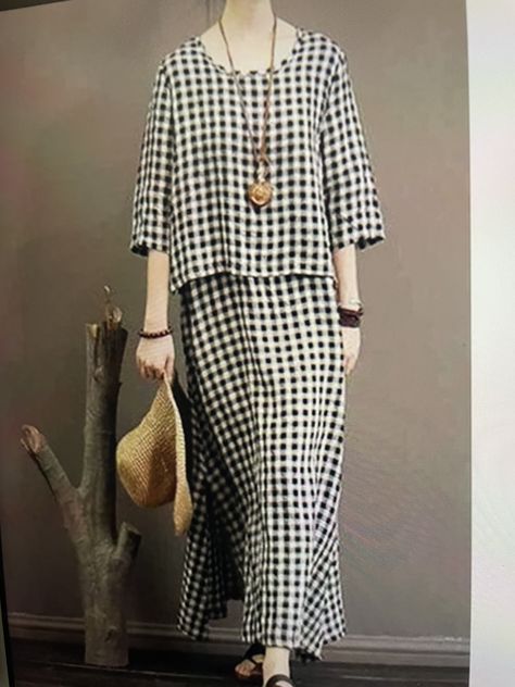 Plaid Maxi Dress, Gaun Fashion, Vintage Style Dresses, Vintage Plaid, 여자 패션, Two Piece Dress, Fesyen Wanita, Fashion Sewing, Piece Dress