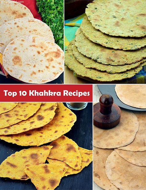 Top 10  Khahkra Recipes | TarlaDalal.com | #113 Khakra Recipe, Baked Indian Snacks, Chapati Recipes, Gujarati Cuisine, Jain Recipes, Diwali Snacks, Indian Flat Bread, Pav Bhaji, Paratha Recipes