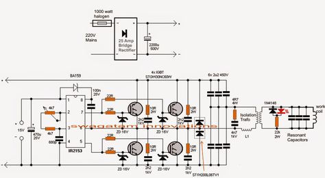 The post explains a simple full bridge Induction Heater circuit using IGBTs. Induction Forge, Diy Heater, Inverter Welder, Eddy Current, Dc Circuit, Electronic Circuit Design, Diy Tech, Induction Stove, Induction Heating