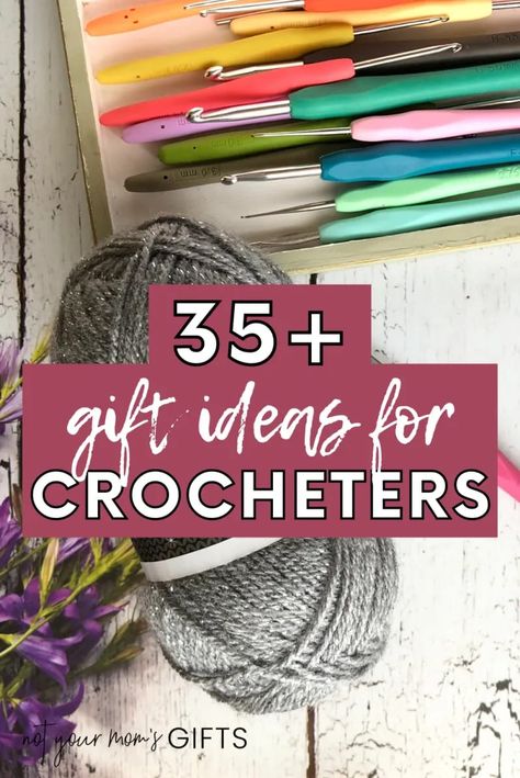 If you have a crochet lover in your life, save this!! Any crocheter would LOVE these gift ideas! | gift ideas for crocheters | gift ideas for crochet lovers | gifts for crocheters ideas | gift ideas for crochet | gifts for crocheters | gifts for crochet lovers | crochet gift ideas | birthday crochet gift ideas | crochet Christmas gift ideas | crochet gift ideas quick | crochet gift ideas for women | crochet wedding gift ideas | crochet lover gifts | crocheter gift ideas | notyourmomsgifts.com Crochet Retirement Gift Ideas, Best Gifts For Crocheters, Quick Crochet Wedding Gift, Gifts For Crafty Women, Gift For Crocheter, Gift For Crafter, Crochet Lovers Gifts, Crochet Gifts For Artists, Quick Crochet Gifts For Friends