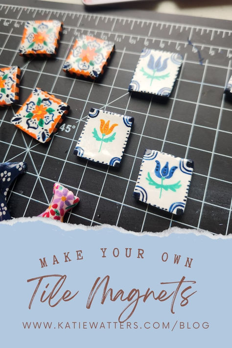 Salt Dough Coasters Diy, Air Dry Clay Mosaic, Diy Clay Magnet Ideas, How To Seal Air Dry Clay, Air Clay Magnets, Oven Dry Clay Projects, Air Dry Clay Tiles, Air Dry Clay Magnets Diy, Refrigerator Magnets Diy