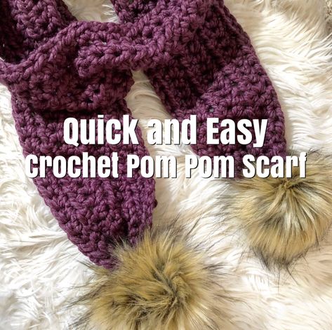 Making Pom Poms, Easy Pom Pom, Crochet Kids Scarf, Crochet Infinity Scarf Pattern, Crochet Scarf Easy, Infinity Scarf Pattern, Edge Scarf, Pompom Scarf, Lion Brand Wool Ease