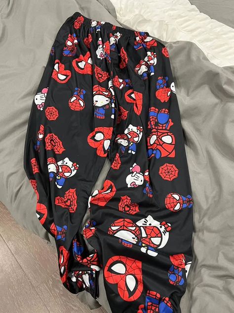 Spiderman Pajama Pants, Kitty Spiderman, Spiderman Pajamas, Spiderman Gifts, Silly Clothes, Cute Slippers, Cute Kitty, Pj Pants, Cute Everyday Outfits