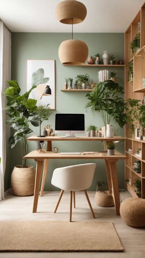 Office With Plants, Hairstyles Home, Cozy Home Office, Home Office Ideas, Homescreen Layout, Small Home Office, Working Space, Modern Home Office, Home Office Setup