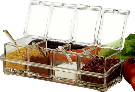 Acrylic Seasoning Box Seasoning Storage Clear Spice Rack Organizer Condiment Holder