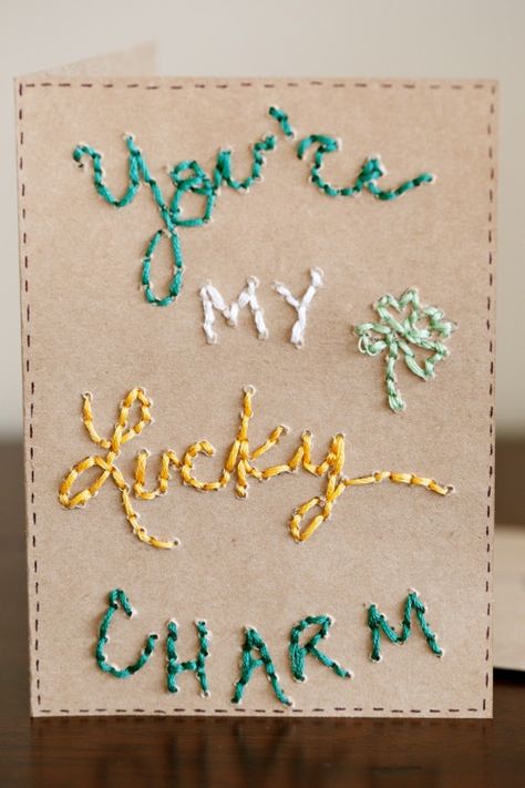 St. Patricks Day... Simple Greeting Card, Valentines Day Memes, Charming Quotes, Invitation Inspiration, Card Making Inspiration, Embroidery Ideas, Cool Diy Projects, Card Inspiration, Diy Embroidery