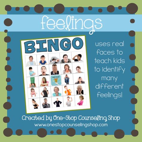 Feelings Bingo Game Social Skills Middle School, Feelings Bingo, Aba Materials, Feelings Activity, Therapeutic Games, Emotion Recognition, Therapy Interventions, Teaching Emotions, Social Skills Lessons