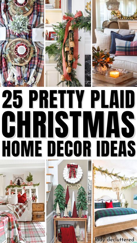 25 Pretty Plaid Christmas Home Decor Ideas Red Green Plaid Christmas Decor, Plaid Christmas Stockings Ideas, Christmas Plaid Decor Ideas, Classic Plaid Christmas Tree, Mixing Plaids For Christmas, Tartan Christmas Tree Ideas, Christmas Decor Ideas Plaid, Tartan Plaid Christmas Decor, Scottish Christmas Decor