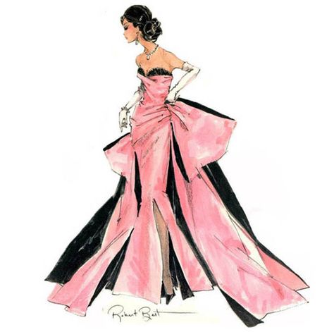 Robert Best Barbie sketch "Pink Ballgown" Robert Best Barbie Sketches, Robert Best, Barbie Print, Vintage Fashion Sketches, Barbie Fashion Sketches, Barbie Paper Dolls, Mode Rose, Black Ball Gown, Fashion Sketchbook