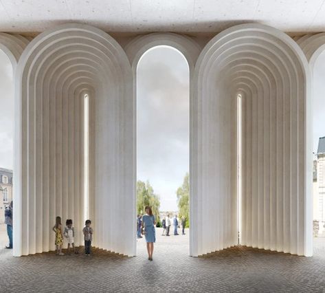 Kengo Kuma to add contemporary entrance to gothic Angers Cathedral Cedar Paneling, Saint Maurice, Desain Pantry, Open Gallery, Kengo Kuma, Cathedral Architecture, التصميم الخارجي للمنزل, Arch Design, Japanese Architecture