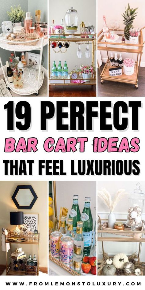 Bar carts are a stylish and practical addition to any home, but they can be especially useful in small spaces. With a little creativity, bar carts can be transformed into functional and attractive pieces that maximize storage and style in even the tiniest of apartments. 

In this post you will learn about 19+ Genius Bar Cart Ideas For Small Spaces That Will Maximize Your Room With Style.

19+ Genius Bart Cart Styling, Bar Cart Ideas, Bar Cart Decor, Bar Cart Inspiration, Holiday Bar Cart Bar Cart Styling For Party, Bar Cart End Table, Bar Car Decor Ideas, 3 Shelf Bar Cart Styling, Bar Cart Alternative Uses, Other Uses For Bar Carts, Bar Cart As Side Table, Bar Cart In Bedroom Ideas, What To Put On A Bar Cart