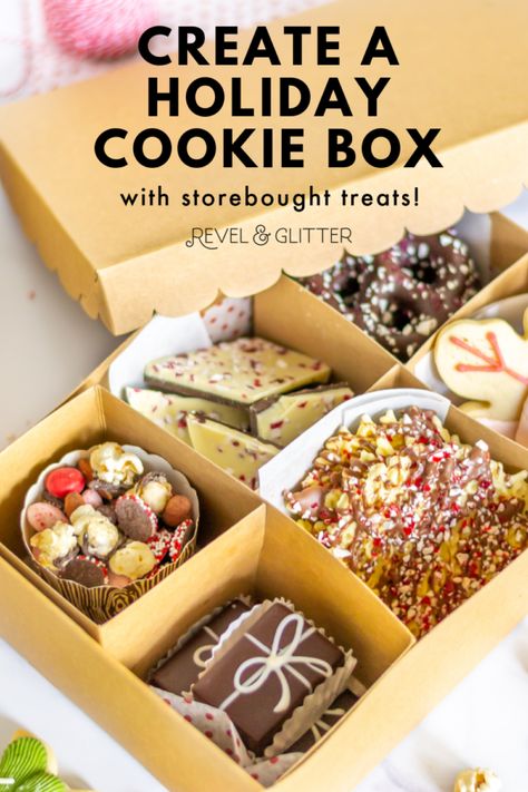 Cookie Containers Packaging Ideas, Store Bought Cookies Hacks, How To Wrap Cookies For Gifts, Cookie Box Diy Packaging Ideas, Holiday Cookie Box Ideas, Christmas Cookie Gift Boxes, Store Bought Cookies, Deli Bakery, Truffle Recipe Easy