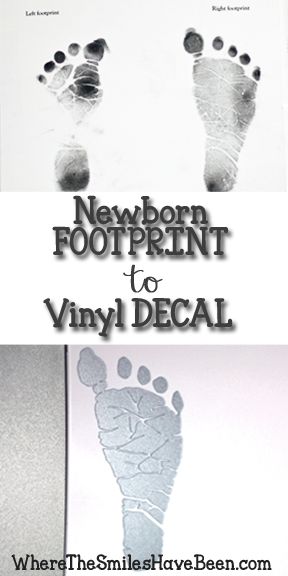 How to Trace & Cut Baby's Footprint with Silhouette Cameo Newborn Footprints, Cut Baby, Silhouette Cameo Crafts, Cricut Baby, Silhouette Curio, Silhouette Cameo Tutorials, Silhouette Tutorials, Silhouette Vinyl, Baby Footprints