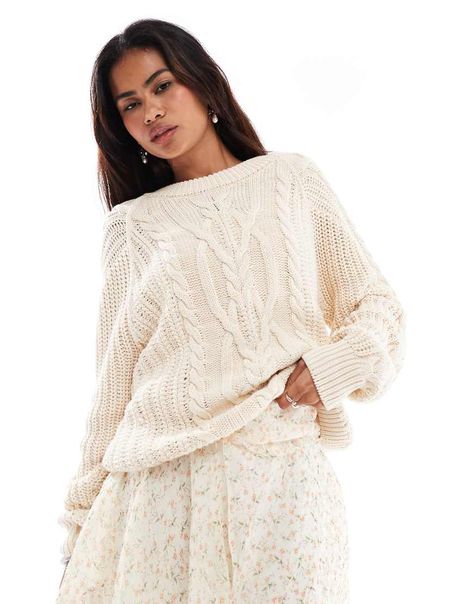 Jumpers & Cardigans by Free People Sweater weather All-over pattern Round neck Long sleeves Oversized fit Cable Knit Oversized Sweater, Knit Oversized Sweater, Pull Oversize, Future Wardrobe, Oversized Jumper, Maxi Dress Trend, Free People Sweater, Petite Maternity, Adidas Samba