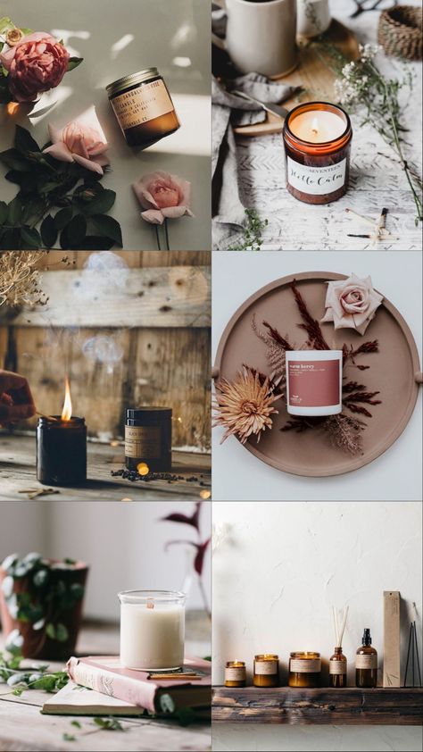 Diy Candle Photography, Candle Props Photography, How To Photograph Candles, Candle Content Ideas Instagram, Candle Mood Board, Candle Product Photography Ideas, Candle Product Photography, Candle Photography Inspiration, Product Staging