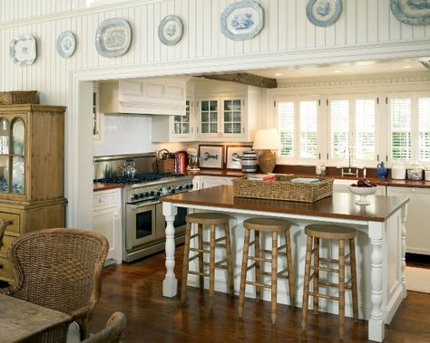 England Cottage, England Architecture, Old House Design, Patrick Ahearn Architect, Patrick Ahearn, Urban Island, Old Wood Floors, Big Bedrooms, Kitchen Counter Stools