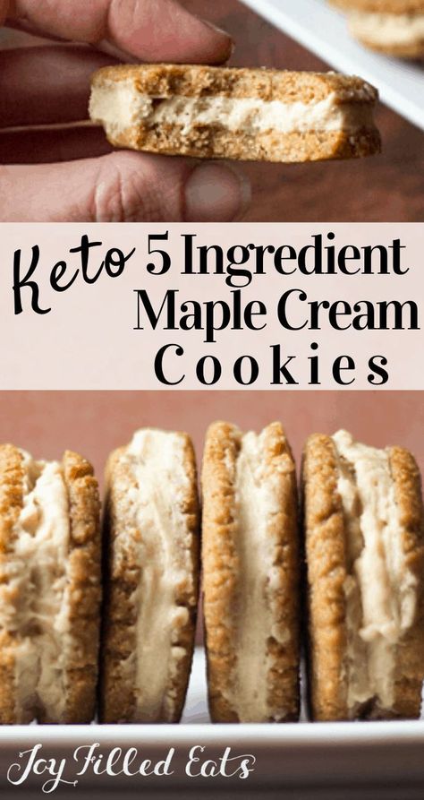 Maple Cream COokeis Flavorful Cookies, Cream Sandwich Cookies, Flavored Cookies, Galletas Keto, Maple Buttercream, Low Carb Cookies Recipes, Maple Cookies, Keto Cookie Recipes, Low Carb Low Fat Recipes