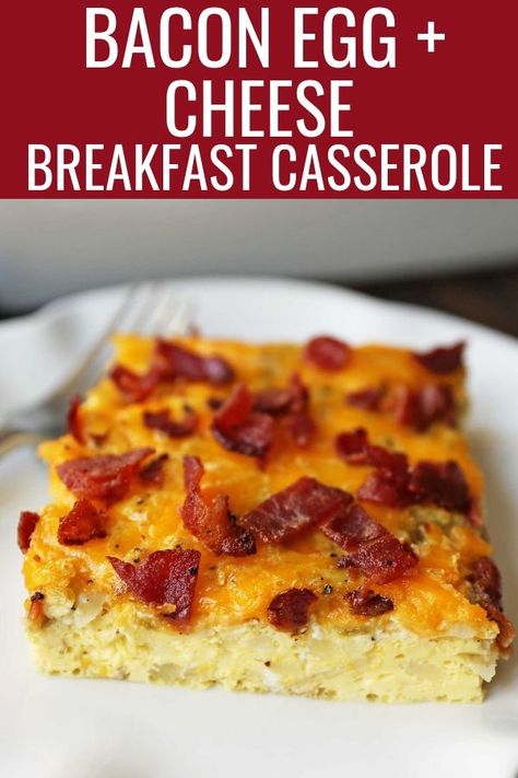 Bacon Egg and Cheese Casserole. An easy breakfast casserole recipe. Green Chili Bacon Cheese Egg Breakfast Souffle. www.modernhoney.com #breakfast #eggs #eggdish #eggcasserole #breakfastcasserole #christmas #christmasbreakfast #christmascasserole Bacon Egg And Cheese Casserole, Bacon Egg Bake, Breakfast Souffle, Egg And Cheese Casserole, Eggs Cheese Breakfast, Easy Breakfast Casserole Recipes, Easy Breakfast Casserole, Bacon Casserole, Breakfast Casserole Bacon