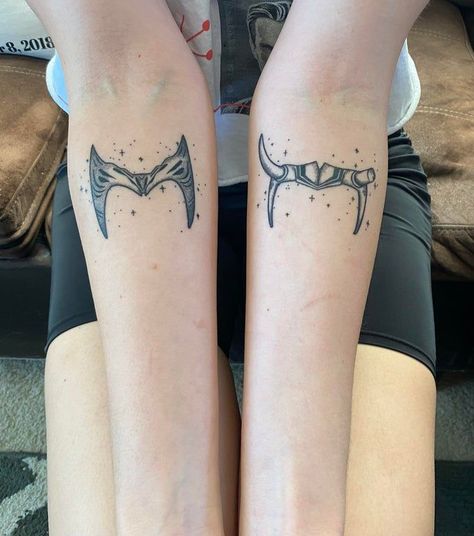 Loki Tattoo, Avengers Tattoo, Helmet Tattoo, Marvel Tattoos, Witch Tattoo, Парные Тату, Little Tattoos, Matching Tattoos, Piercing Tattoo