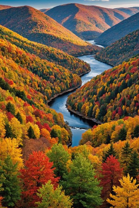 Autumn Colors: Best Places to See Fall Foliage in West Virginia Virginia Fall Aesthetic, Fall West Virginia, West Virginia Fall Foliage, Fall In West Virginia, Virginia In The Fall, Georgia Fall Foliage, Autumn In The Mountains, Fall In Virginia, Autumn Vacations