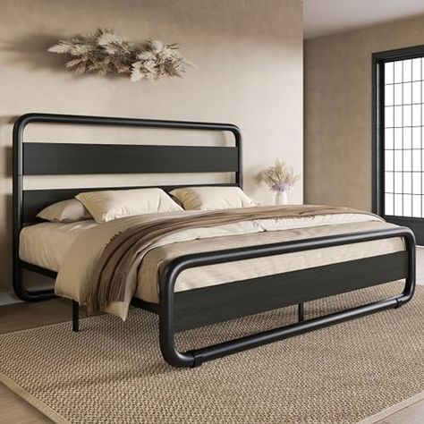 King Size Metal Bed Frame, Queen Size Metal Bed Frame, Steel Bed Design, Corners Design, Steel Bed, Wooden Headboard, Metal Platform Bed, Beds & Bed Frames, Stylish Beds