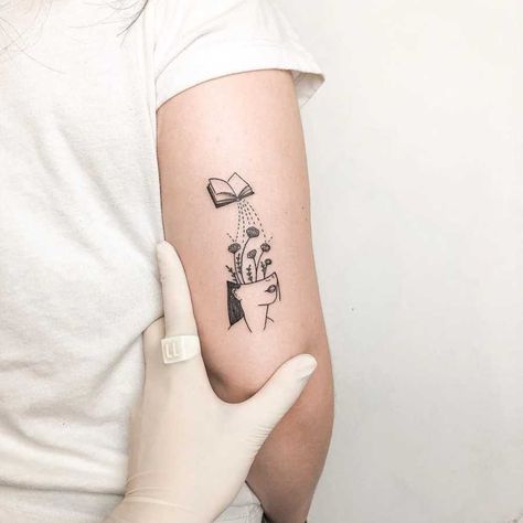 Psychology Tattoo, Reading Tattoo, Brain Tattoo, Bookish Tattoos, Small Girly Tattoos, Rock Album Covers, Health Tattoo, Self Love Tattoo, Clean Book