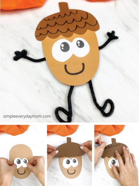 Acorn Craft, Prek Crafts, September Crafts, Thanksgiving Crafts Preschool, Preschool Crafts Fall, November Crafts, Fall Preschool Activities, Acorn Crafts, October Crafts