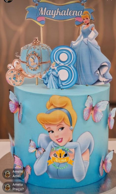 Disney Princess Cake Ideas, Cinderella Princess Cake, Cake Cinderella, Smiley Cake, Kue Disney, Cinderella Cake Designs, Cinderella Cakes, Messi Birthday, Cinderella Birthday Cake