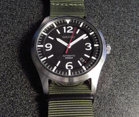 Seiko Military Watch, Seiko Mod, Military Watches, Seiko Watches, Military Inspired, The Military, Mechanical Watch, Samsung Gear Watch, Vintage Watches