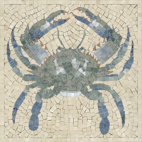 blue crab mosaic tile | Crab mosaic panel by Appomattox Tile Art Crab Mosaic, Mosaic Crab, Mosaic Sea Life, Mosaic Tile Wall Art, Mosaic Bathroom Floor, Mosaic Illustration, Mosaic Rug, Animal Mosaic, Crab Art