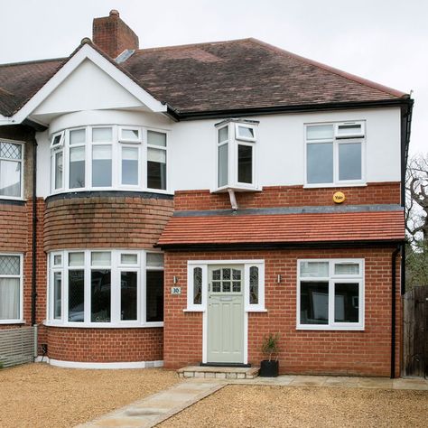 Take a look around this extended 1930s semi that was doubled in size 1930s House Exterior Uk, Semi Detached House Extension, 1930 House Renovation, 1930s House Extension, 1930s House Exterior, 1930s Semi Detached House, 1930s House Interior, 1930s Semi, 1930s House Renovation