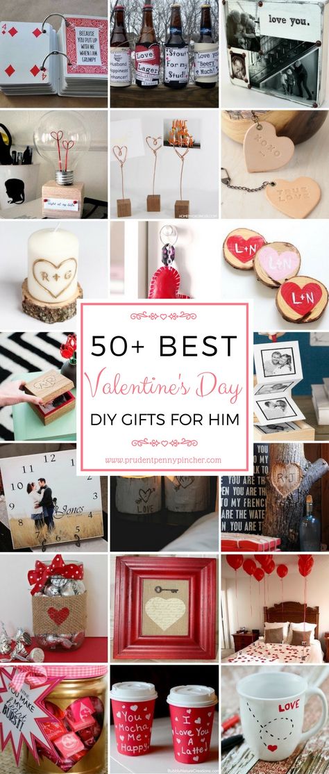 50 DIY Valentines Day Gifts for Him #valentinesday #valentinesdaygiftideas Valentines Presents For Him, Diy Valentines Day Gifts, Cheap Valentines Day Gifts, Diy Valentines Day Gifts For Him, Cadeau St Valentin, Saint Valentin Diy, Valentines Bricolage, Diy Valentines Day, Valentines Gift Bags