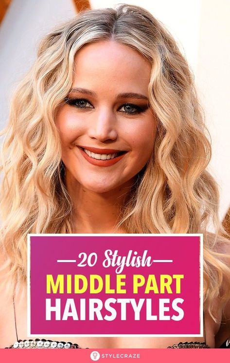 20 Easy And Stylish Middle Part Hairstyles: Many of the hairstyles we see sported by celebs have a middle parting. It can be a long one or a small one just to accentuate your hair. Either way, a middle parting is a great way to frame your face. If you want to know how to style your hair right with the help of a center parting, read on! #Hair #Hairstyles #HairstylesForWomen Center Part Hairstyles, A Line Hair, Middle Hair, Parting Hair, Middle Part Hairstyles, Makeup Hacks Beauty Secrets, Long Hair Wedding Styles, Middle Parts, Middle Part