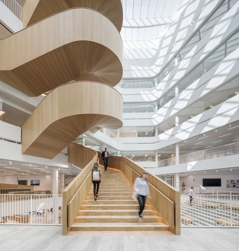 Uppsala University, Atrium Design, Detail Arsitektur, Concrete Stairs, Timber Buildings, Spiral Stairs, Cultural Architecture, The Hive, Uppsala