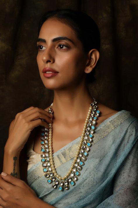 Kundan Long Necklace, Long Necklace Gold, Turquoise Jewelry Set, Necklaces Long, Indian Jewelry Sets, Pearls Necklace, Gold Pearl Necklace, Sharara Set, Onyx Earrings