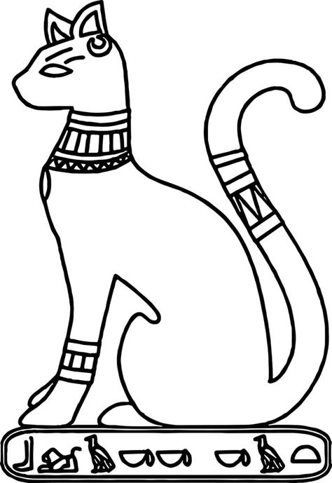 Egyptian Cat Coloring Page Egyptian Art Drawing, Ancient Egypt For Kids, Egyptian Crafts, Egypt Cat, Egypt Crafts, Egyptian Drawings, Egyptian Party, Starověký Egypt, Egypt Project