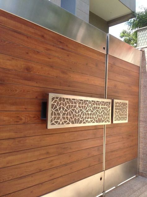 Crafting Elegance with Main Gate Designs Main Gate Modern Design, Wooden Gates Ideas Entrance, Gate For House Entrance, Gate Iron Design, Entrance Gates Design Modern, Front Gate Design Modern Steel, Ss Main Gate Design, Ss Gate Design, Main Grill Gate Design