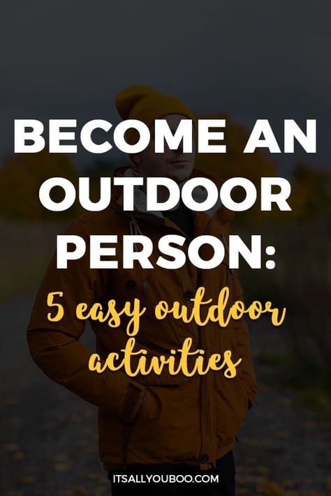 Want to know how to become an outdoor person? Ready to start outdoor activities? Click here for how to be an outdoorsy person, including a guide to starting five easy outdoor activities. Learn how to start biking, camping, hiking, kayaking/canoeing, or skiing as a beginner. You can leave your comfort zone and try new things in nature. #Outdoorsy #Nature #Hiking #HikingTips #Biking #Kayaking #Skiing #Canoeing #GetOutside Outdoor Things To Do, Easy Outdoor Activities, Outdoorsy Lifestyle, Outdoors Lifestyle, Mental Health Plan, Spend Time In Nature, Outdoor Hobbies, Benefits Of Sports, Balance Life