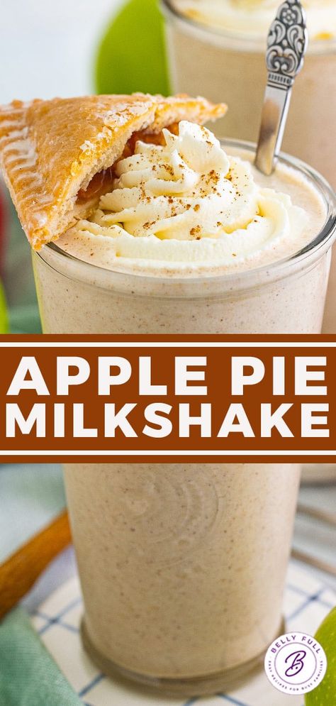 Apple Pie Milkshake, Shake Recipes Ice Cream, Apple Milkshake Recipes, Twix Milkshake, Leftover Apple Pie, Milkshakes Recipes, Bakery Drinks, Ice Cream Milkshake Recipe, Apple Milkshake