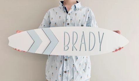 Surfboard Nursery, Decor Surfboard, Surf Nursery, Big Kid Bedroom, Crib Wall, Surf Baby, Surf Room, Beach Nursery, Wooden Surfboard