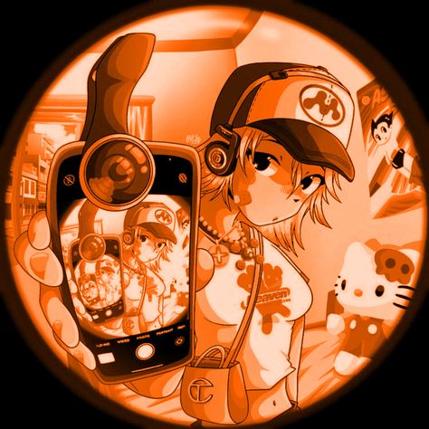 Profile Picture Aesthetic Circle, Orange Y2k Pfp, Orange Y2k Icon, Orange Pfp Discord, Orange Aesthetic Anime Pfp, Colorful Pfp Aesthetic, Orange Pfp Icon, Orange Anime Icons Aesthetic, Orange Cybercore