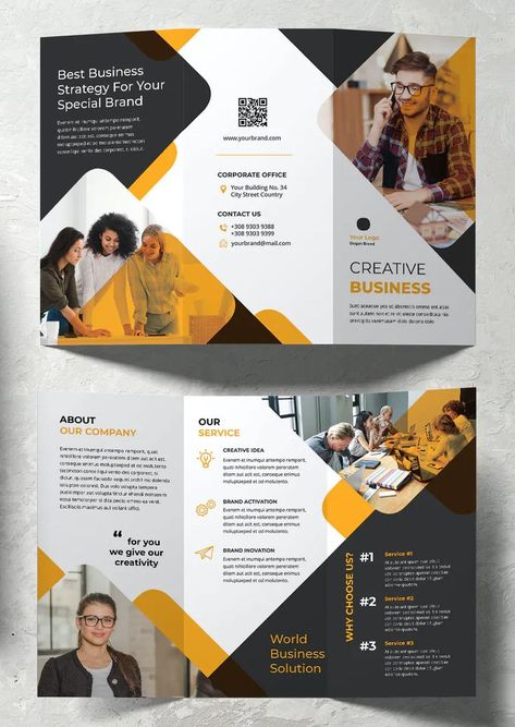 Creative Business Trifold Brochure Template INDD Professional Brochure Design Layout, Business Brochure Design Templates, Corporate Trifold Brochure Design, Trifold Brochure Design Layout Creative, Modern Brochure Design Creative, Trifold Brochure Design Creative, Brochure Design Layout Creative, Creative Folder Design, Folder Design Ideas