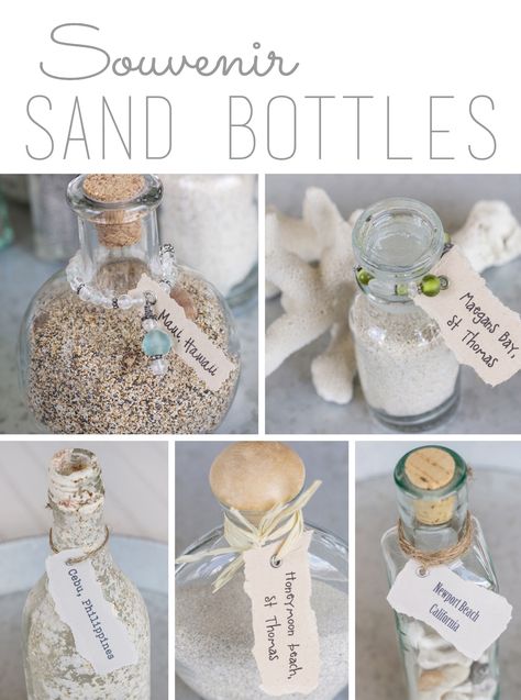 Beach Vacation Sand Bottles | Over the Big Moon Sand Bottles, Beach Keepsakes, Beach Souvenirs, Memory Jars, Crafts Table, Sand Collection, Shells And Sand, Big Moon, Sand Crafts