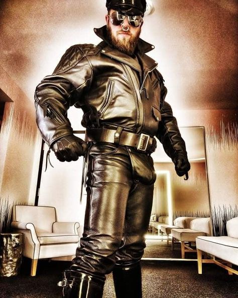 Paul (Skinfag)Edwards.’s Instagram profile post: “A re post!” Mens Leather Clothing, Black Leather Biker Jacket, Leather Gear, Masculine Men, Fantasy Male, Biker Leather, Leather Biker Jacket, Biker Jacket, Leather Men