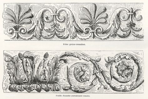 Greek-Roman motifs from L'ornement Polychrome (1888) by Albert Racinet (1825–1893). Digitally enhanced from our own original 1888 edition. | free image by rawpixel.com Roman Motifs, Arabian Pattern, Medieval Pattern, Classic Art Prints, Georgian Jewelry, Free Illustration Images, Indian Patterns, Persian Pattern, Japanese Patterns