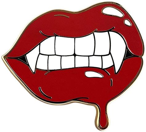 Amazon.com: Pinsanity Red Vampire Lips and Fangs Enamel Lapel Pin: Clothing Draw Vampire, Red Vampire, Vampire Drawings, Tattoo Graffiti, Vampire Lips, Vampire Fangs, Vampire Teeth, Vampire Art, Novelty Buttons