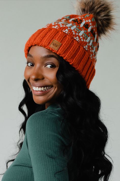 The pom hats EVERYONE loves! Our popular knit pom hats are a must have in your winter closet! You'll reach for this fun winter accessory time and time again this season. Beanie With Pom Pom, Beanie With Pom, Knitted Hats Kids, Knit Hat For Men, Colorful Hat, Knit Jewelry, Winter Closet, Blouse Tank Top, Orange Light