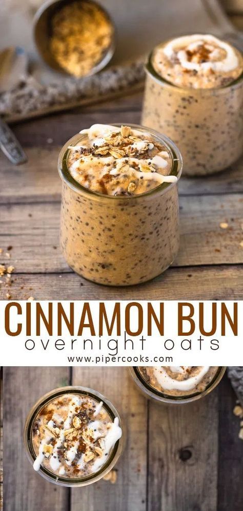 Creative Overnight Oats, Churro Overnight Oats, Spiriluna Recipe, Cinnamon Bun Overnight Oats, Raisin Overnight Oats, Low Calorie Overnight Oats, Burger Vegetarian, Oats In A Jar, Overnight Oats Recipe Easy